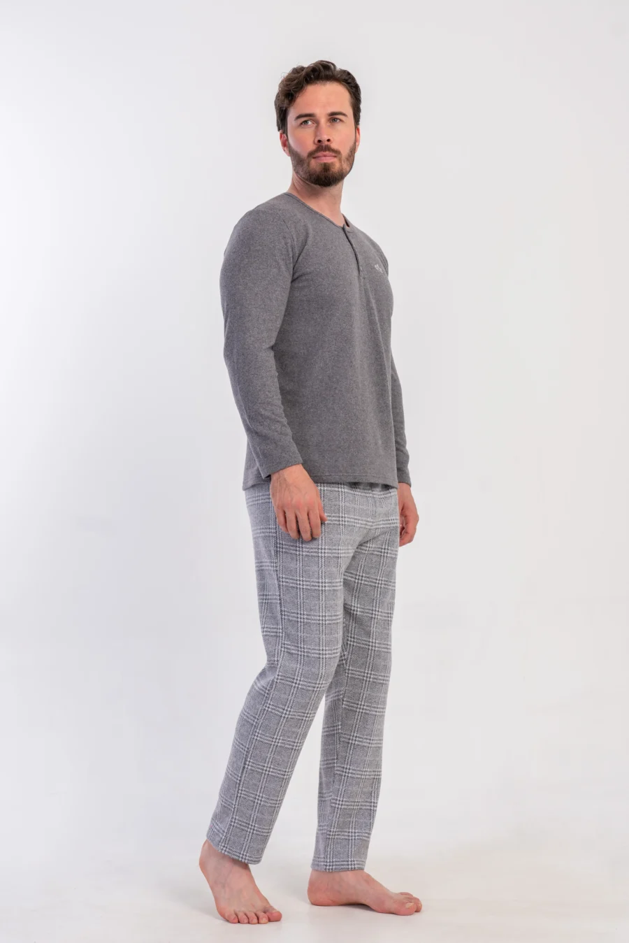 Piżama Męska Vienetta Comfort Check, Szary, r. 1XL-4XL - obrazek 2
