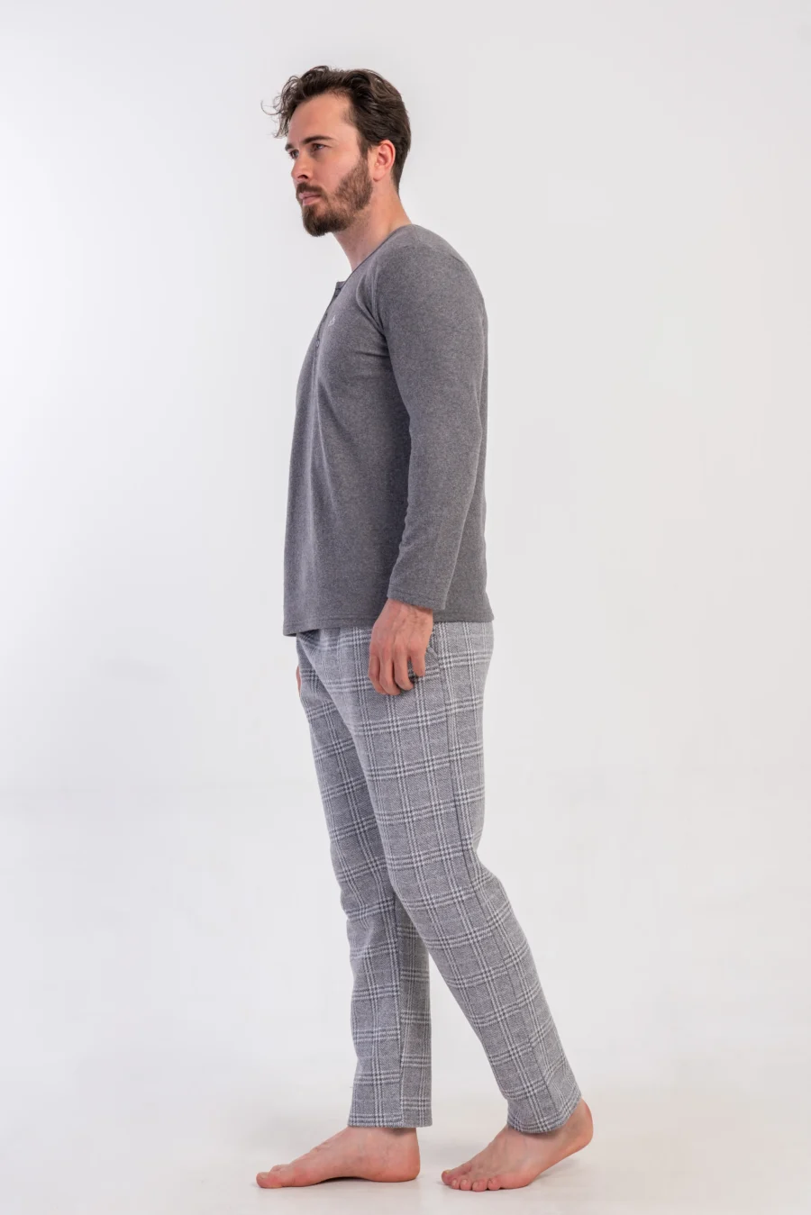Piżama Męska Vienetta Comfort Check, Szary, r. 1XL-4XL - obrazek 3