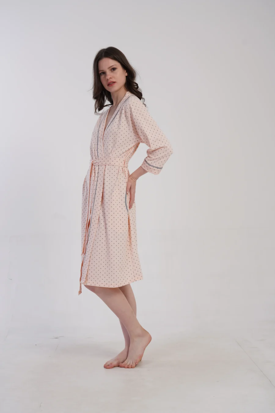 Szlafrok damski Vienetta Soft Dots, Różowy, r. M-XXL - obrazek 2