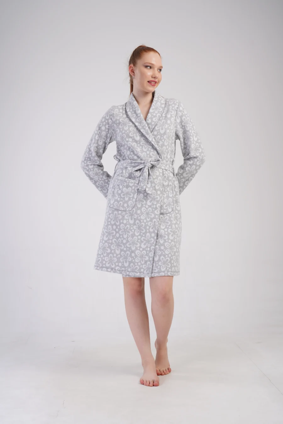 Szlafrok damski Vienetta Grey Vibes, Szary, r. 1XL-4XL - obrazek 2