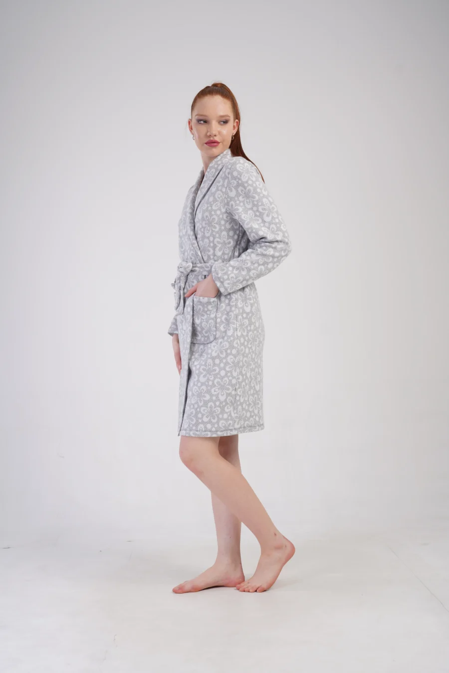 Szlafrok damski Vienetta Grey Vibes, Szary, r. 1XL-4XL - obrazek 3