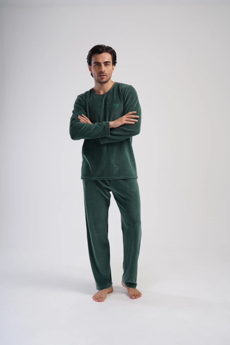 Piżama Męska Vienetta Velour Comfort, Zielony, r. M-XXL - obrazek 2