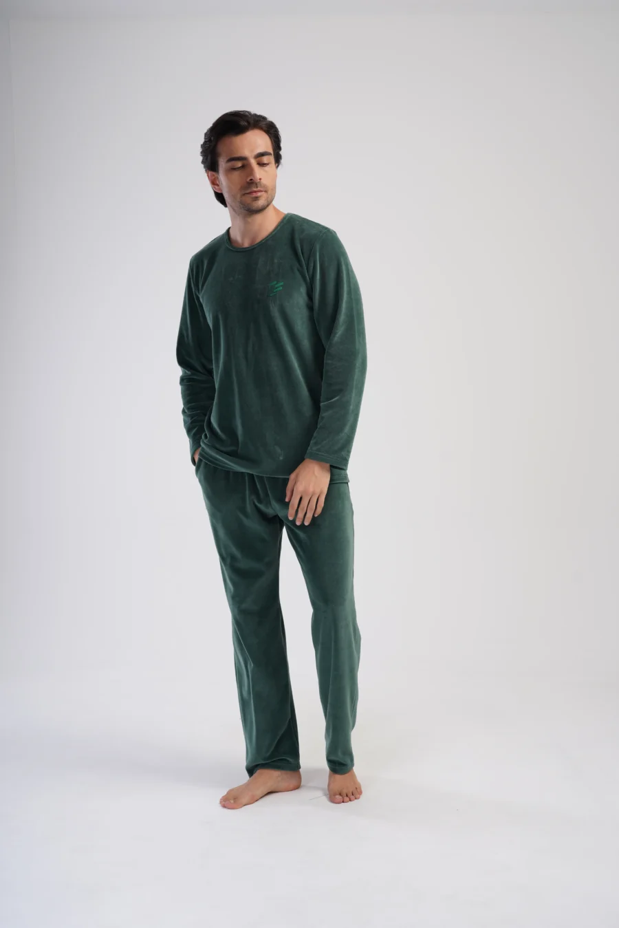 Piżama Męska Vienetta Velour Comfort, Zielony, r. M-XXL - obrazek 3