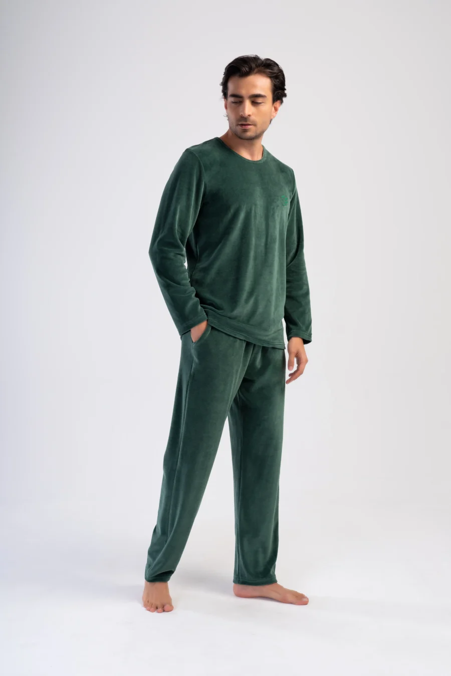 Piżama Męska Vienetta Velour Comfort, Zielony, r. M-XXL - obrazek 4