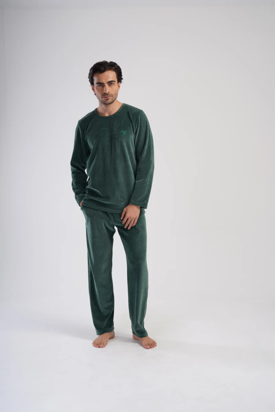 Piżama Męska Vienetta Velour Comfort, Zielony, r. M-XXL - obrazek 6