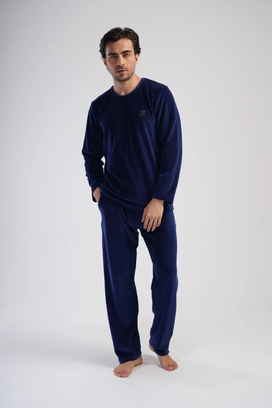 Piżama Męska Vienetta Velour Navy, Granatowy, r. M-XXL - obrazek 3