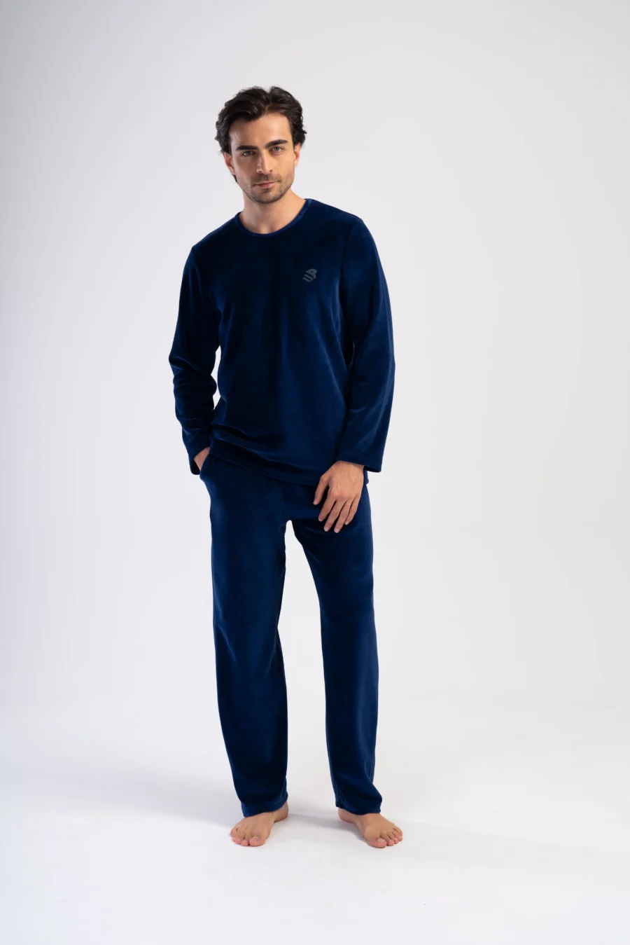 Piżama Męska Vienetta Velour Navy, Granatowy, r. M-XXL - obrazek 6