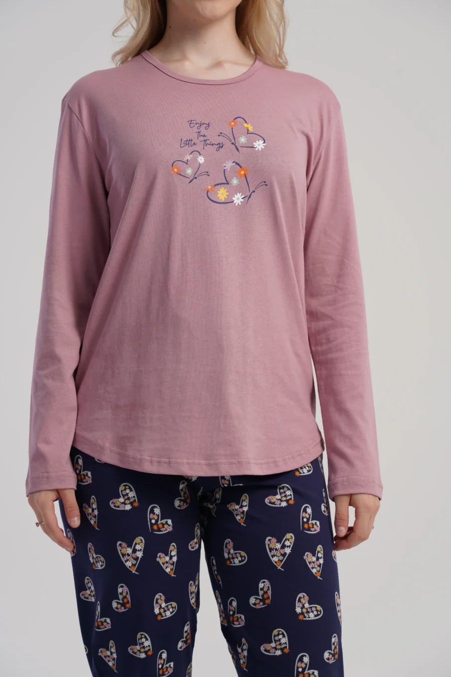 Piżama Damska Vienetta Winter Hearts, Różowy, r. S-XL - obrazek 4