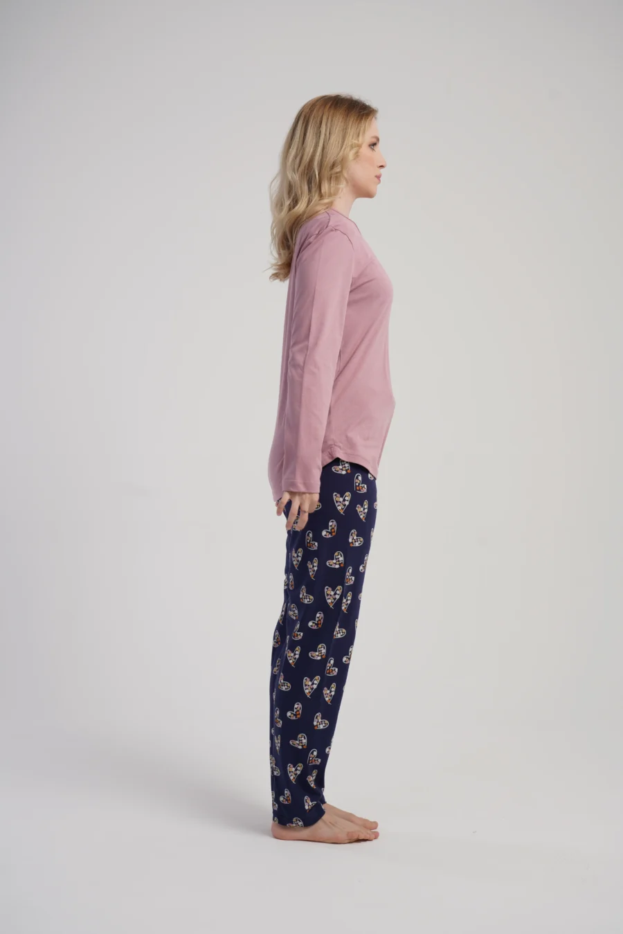 Piżama Damska Vienetta Winter Hearts, Różowy, r. S-XL - obrazek 2
