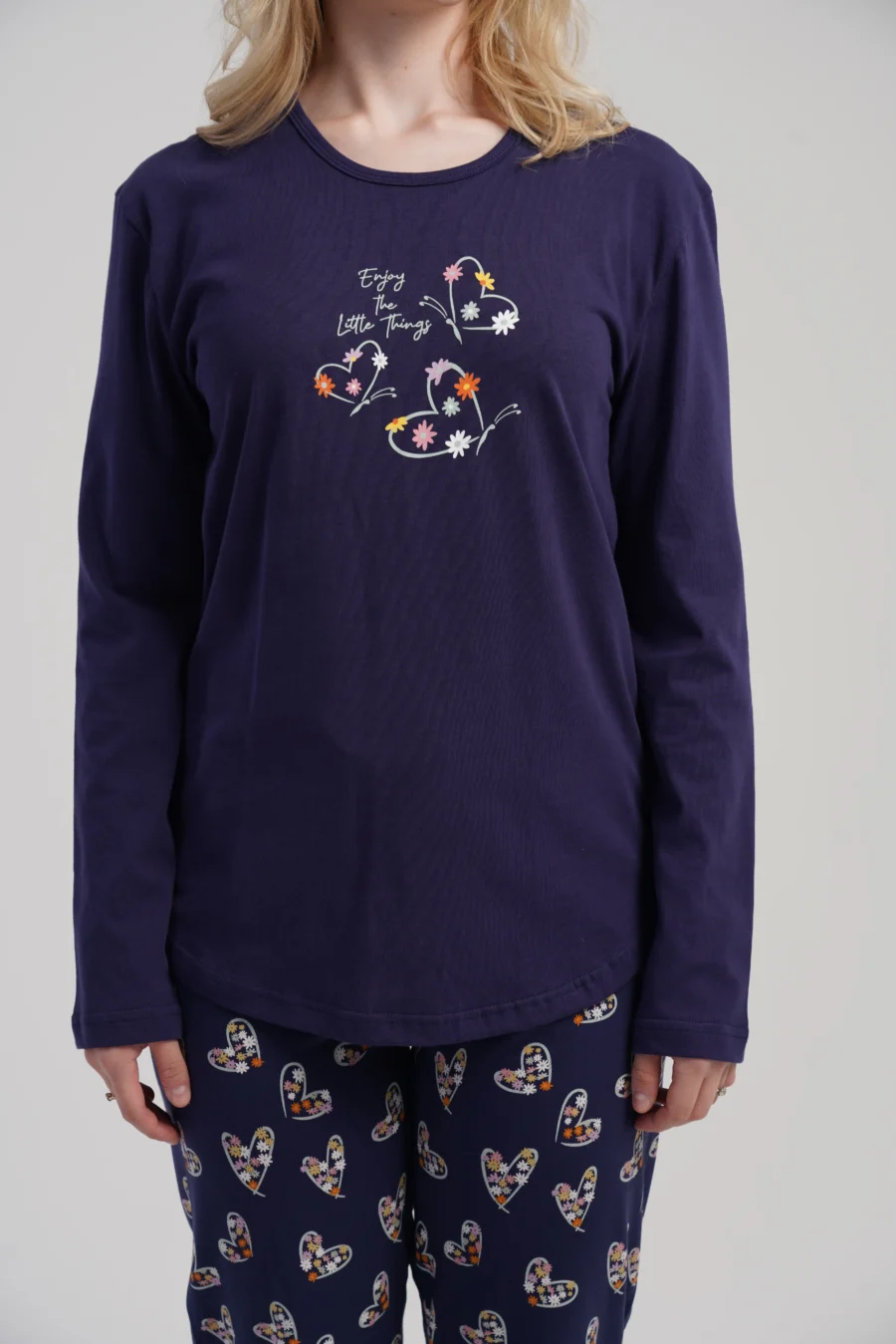 Piżama Damska Vienetta Winter Hearts, Granatowy, r. S-XL - obrazek 6