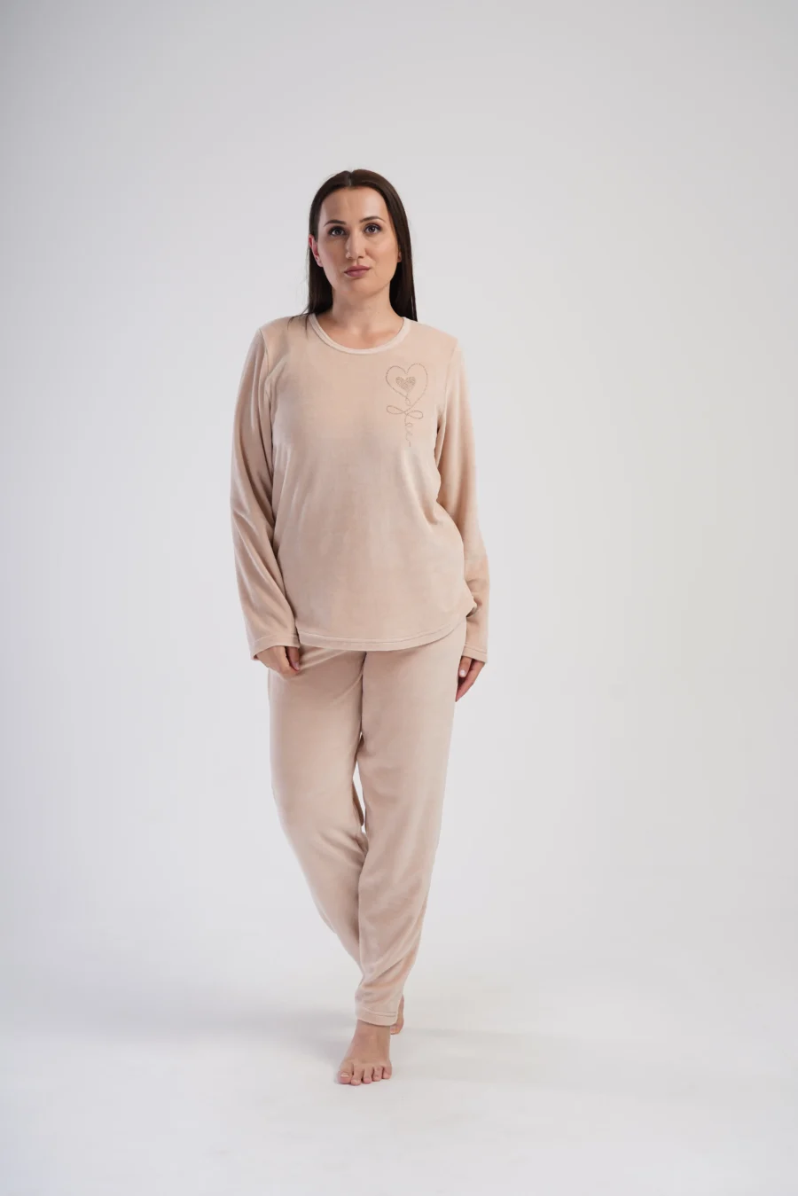 Piżama Damska Vienetta Velvet Love, Beżowy, r. 1XL-4XL