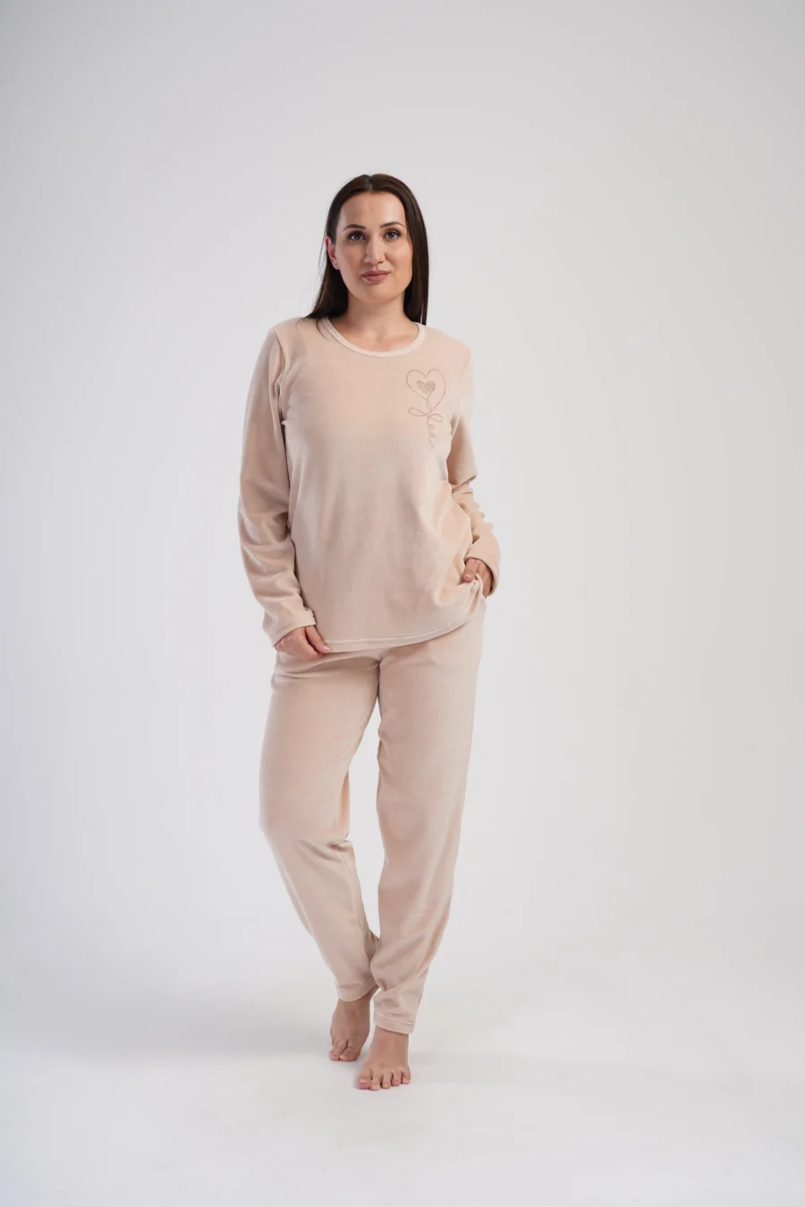 Piżama Damska Vienetta Velvet Love, Beżowy, r. 1XL-4XL - obrazek 4