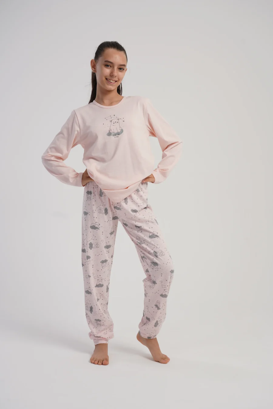 Piżama dziewczęca Vienetta Cozy Animals, Różowy, r. 128 - 158