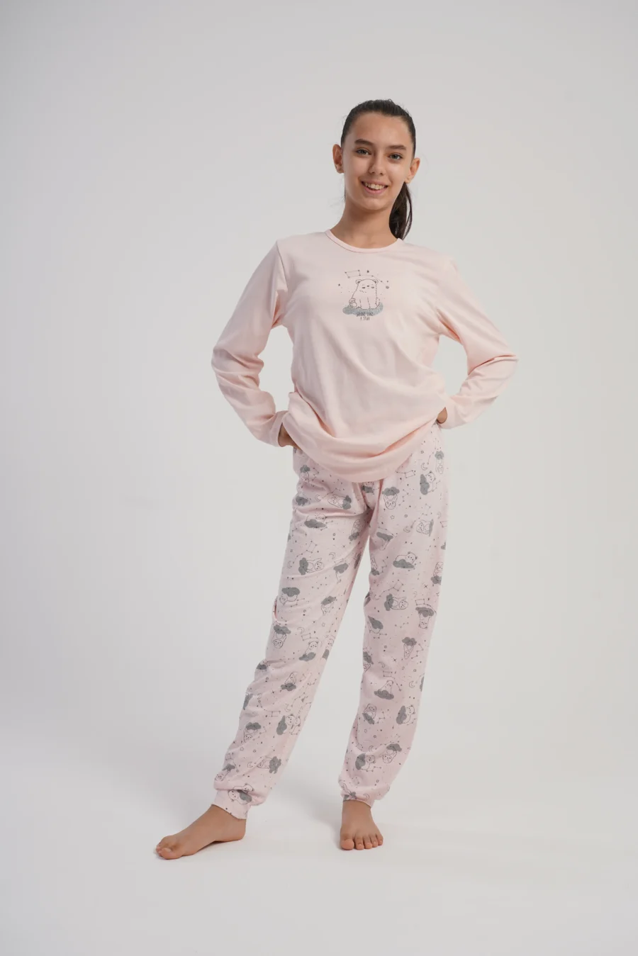 Piżama dziewczęca Vienetta Cozy Animals, Różowy, r. 128 - 158 - obrazek 2