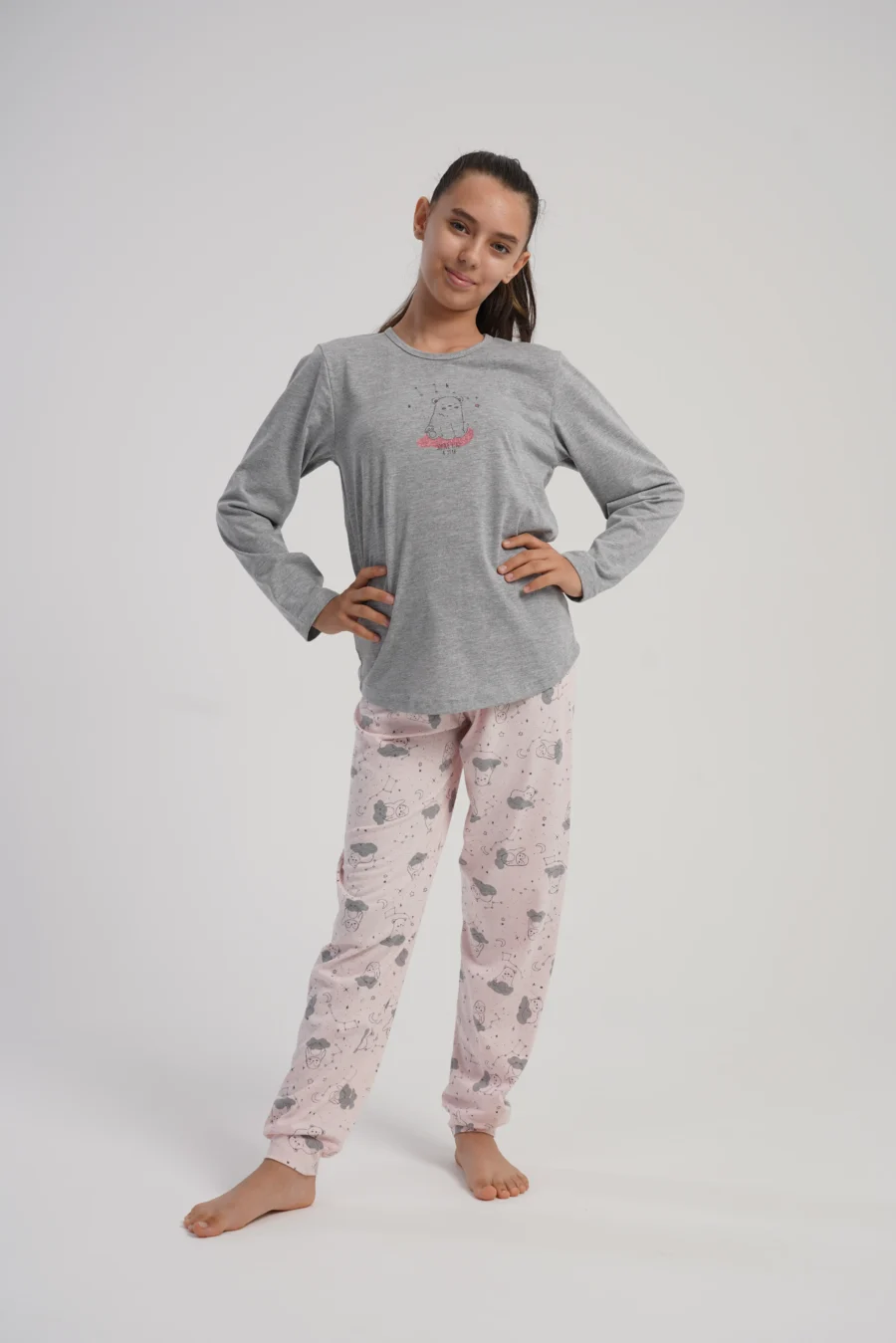 Piżama dziewczęca Vienetta Cozy Animals, Szary, r. 128 - 158 - obrazek 2