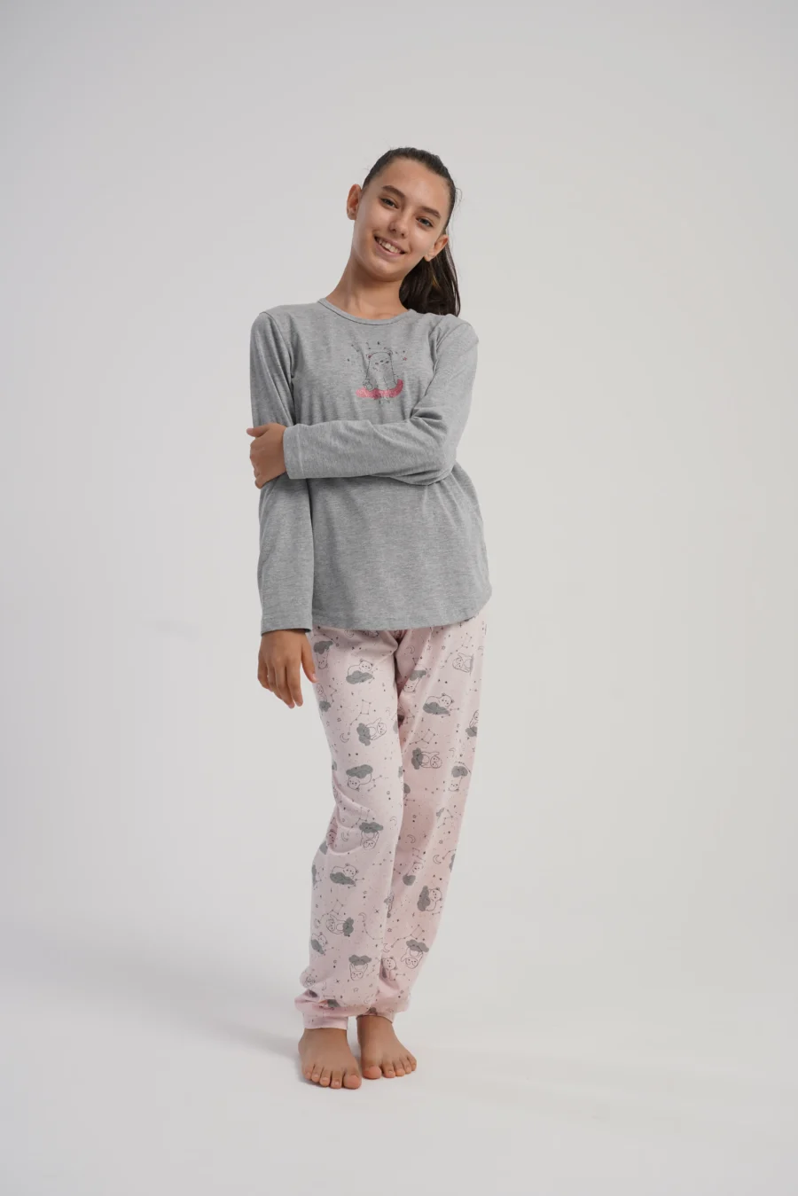 Piżama dziewczęca Vienetta Cozy Animals, Szary, r. 128 - 158 - obrazek 3