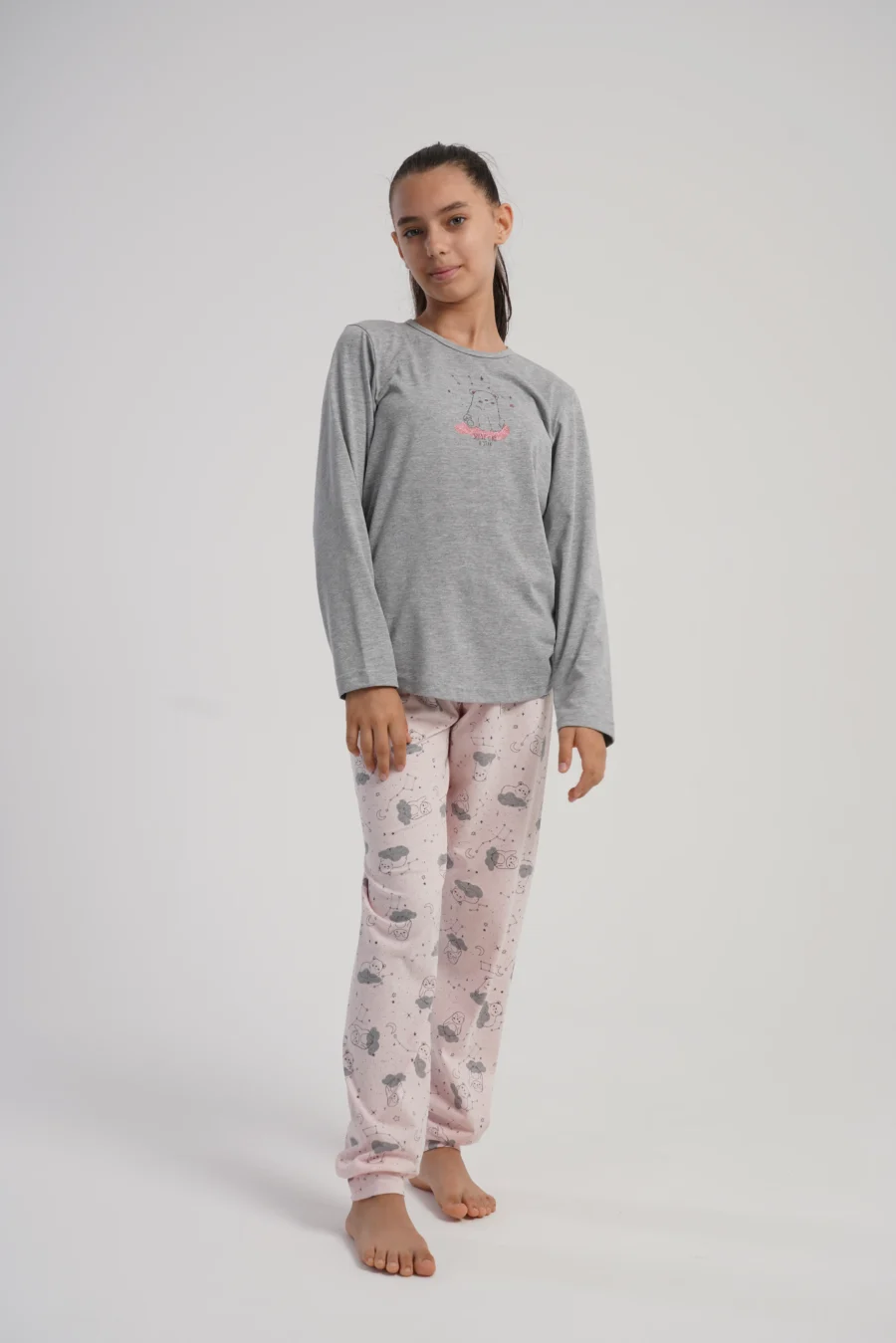 Piżama dziewczęca Vienetta Cozy Animals, Szary, r. 128 - 158 - obrazek 4
