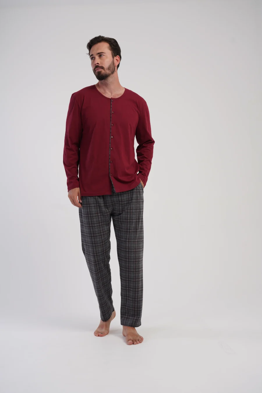 Piżama Męska Vienetta Classic Check, Bordowy, r. 1XL-4XL - obrazek 2