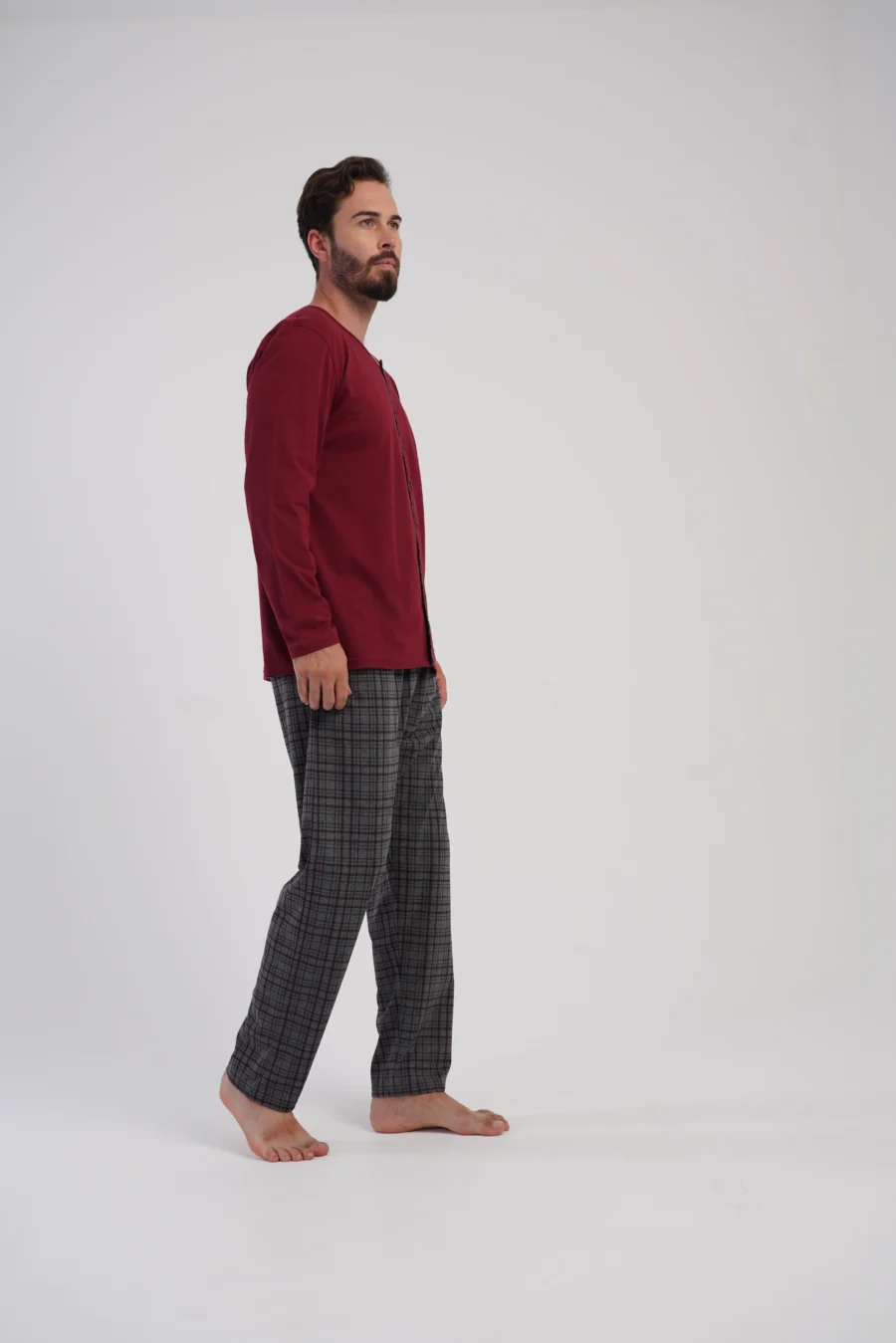 Piżama Męska Vienetta Classic Check, Bordowy, r. 1XL-4XL - obrazek 4
