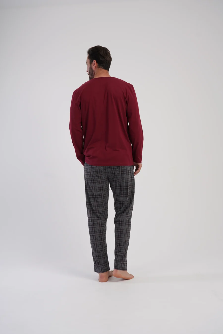 Piżama Męska Vienetta Classic Check, Bordowy, r. 1XL-4XL - obrazek 5