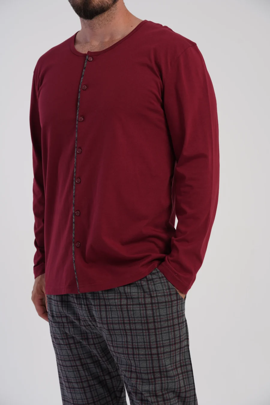 Piżama Męska Vienetta Classic Check, Bordowy, r. 1XL-4XL - obrazek 6