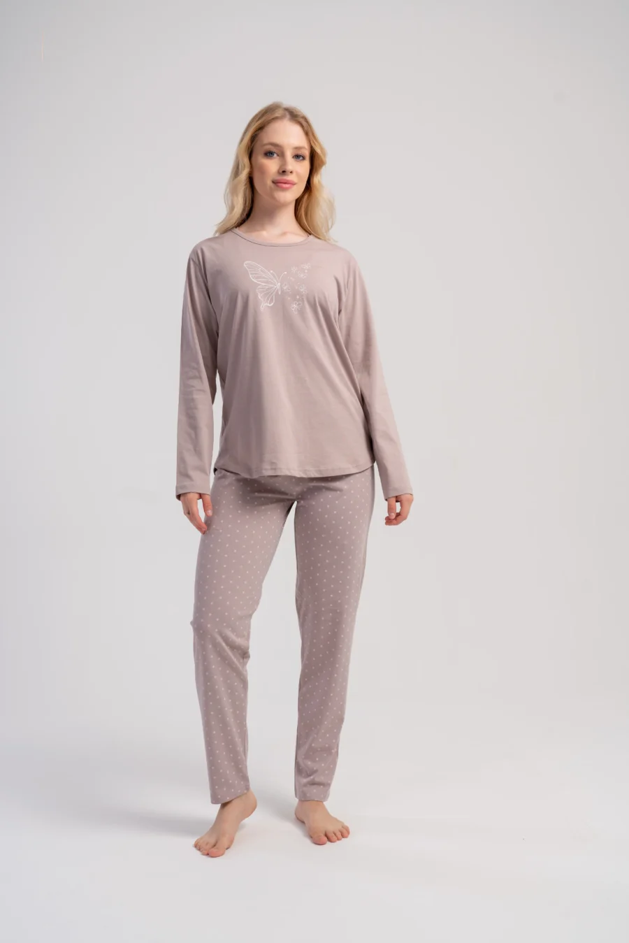 Piżama Damska Vienetta Butterfly Comfort, Beżowy, r. 1XL-4XL