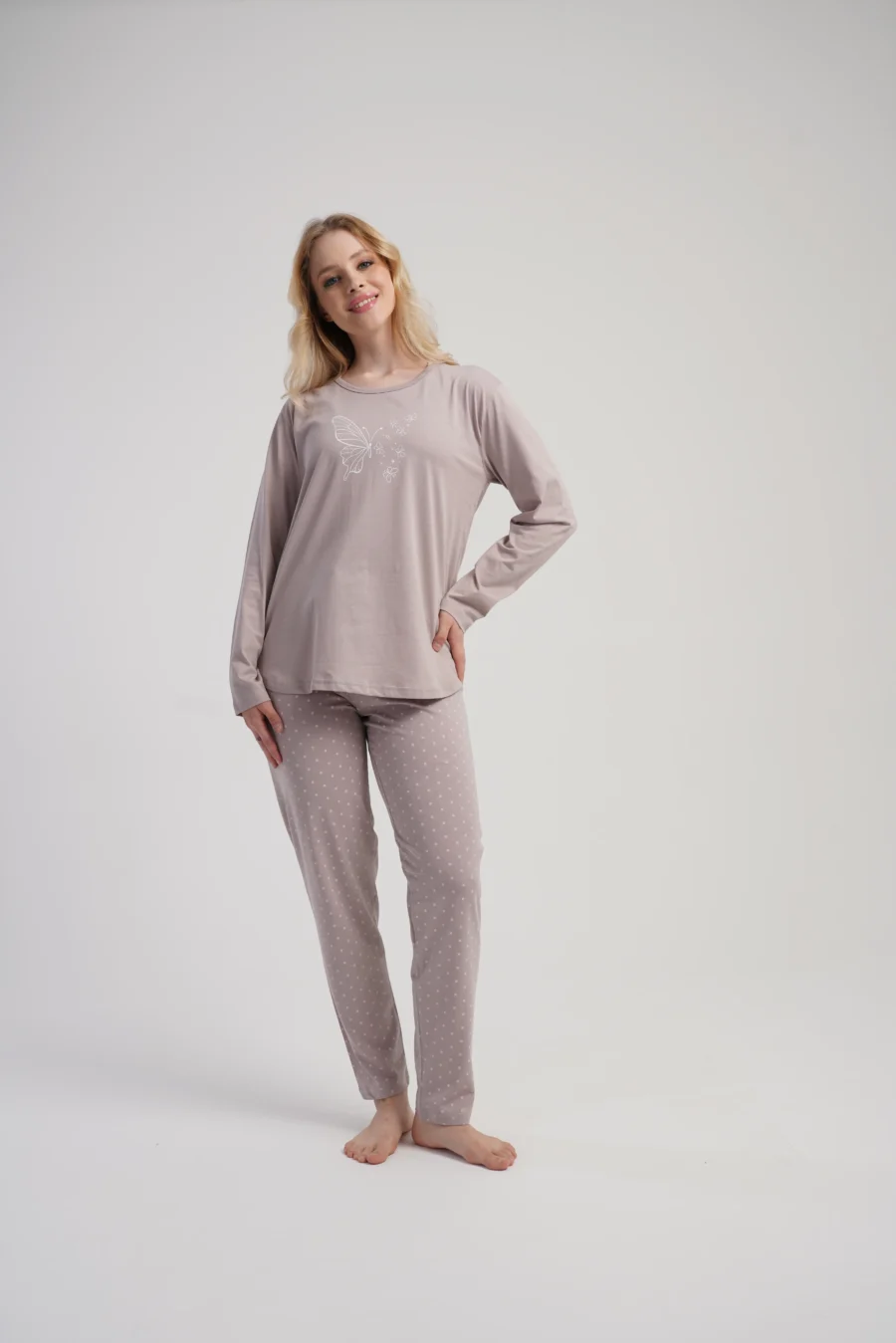 Piżama Damska Vienetta Butterfly Comfort, Beżowy, r. 1XL-4XL - obrazek 5