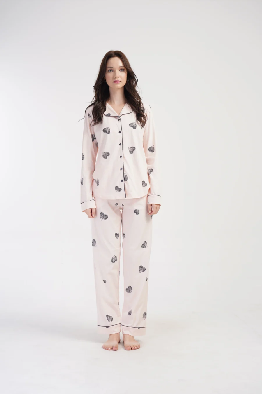Piżama Damska Vienetta Romantic Hearts, Różowy, r. M-XXL