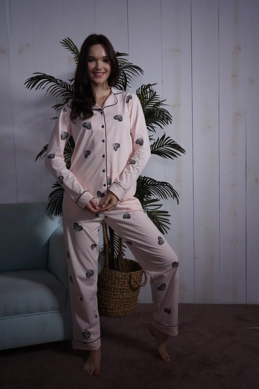 Piżama Damska Vienetta Romantic Hearts, Różowy, r. M-XXL - obrazek 2