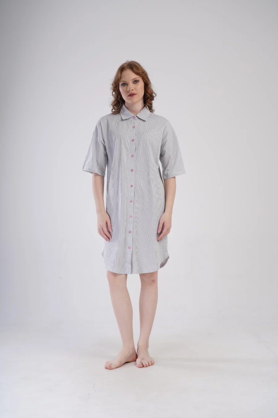 Koszula Nocna Vienetta Heart Stripes, Szary, r. S-XXL - obrazek 6