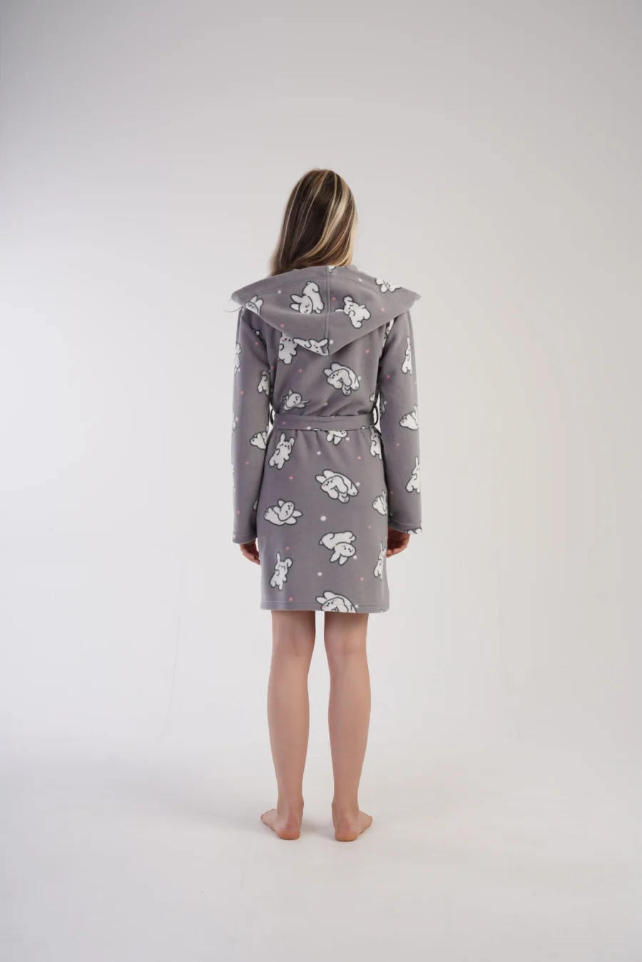 Szlafrok damski Vienetta Bunny Cozy, Szary, r. S-XL - obrazek 3