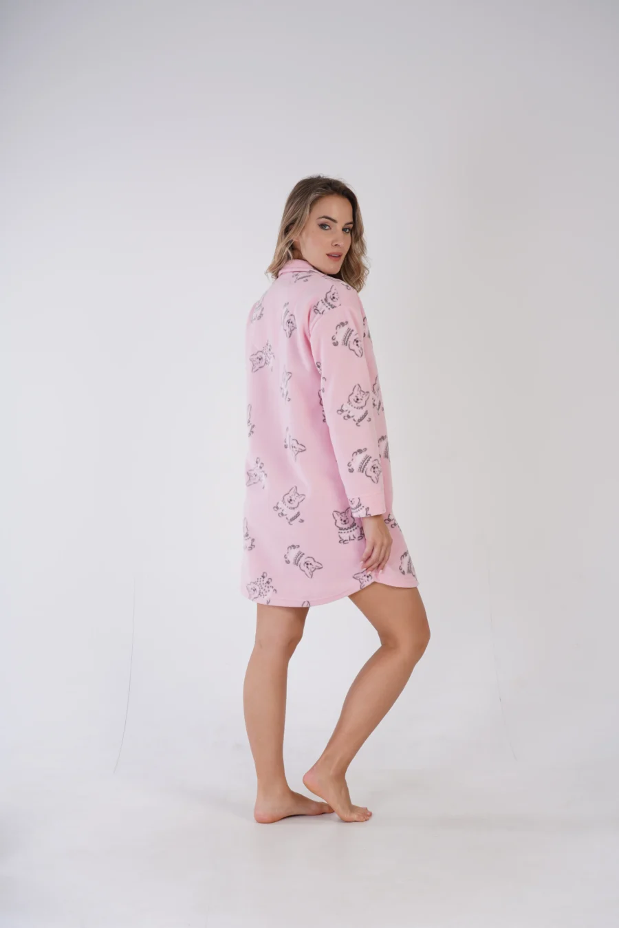 Koszula Nocna Damska Polarowa Vienetta, Polar Bears, Różowy, r. S - XL - obrazek 5