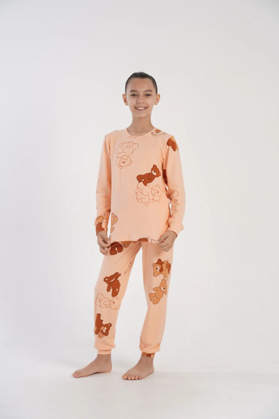 Piżama dziewczęca Vienetta Sweet Bears, Brzoskwiniowy, r. 128 - 158 - obrazek 3