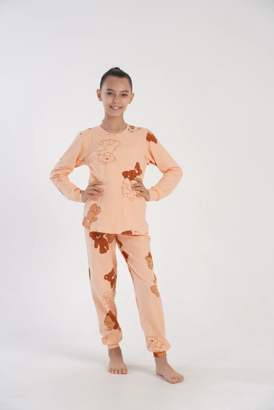 Piżama dziewczęca Vienetta Sweet Bears, Brzoskwiniowy, r. 128 - 158 - obrazek 4