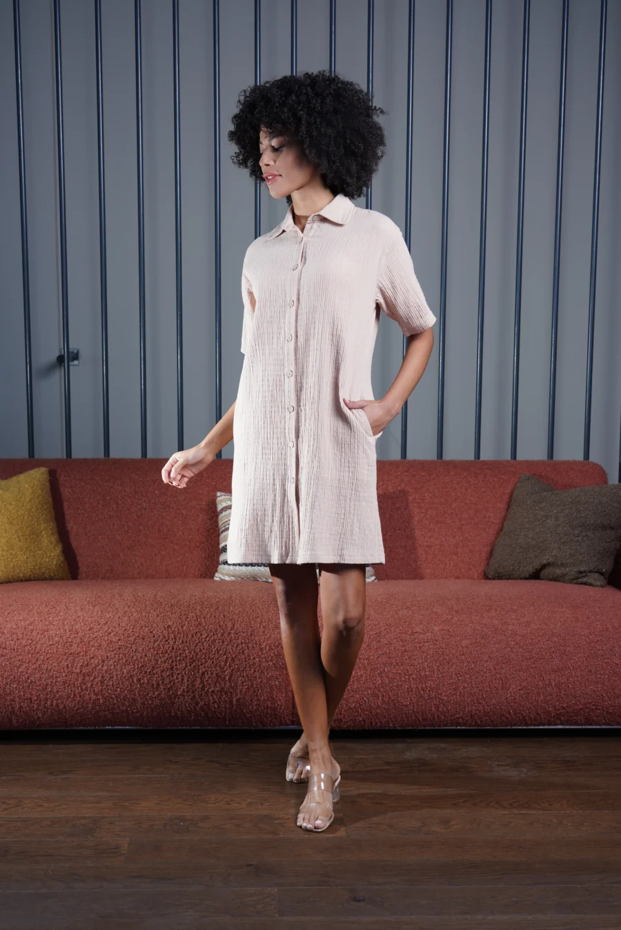 Koszula Nocna Vienetta Beige Comfort, Beżowy, r. S-XL - obrazek 5