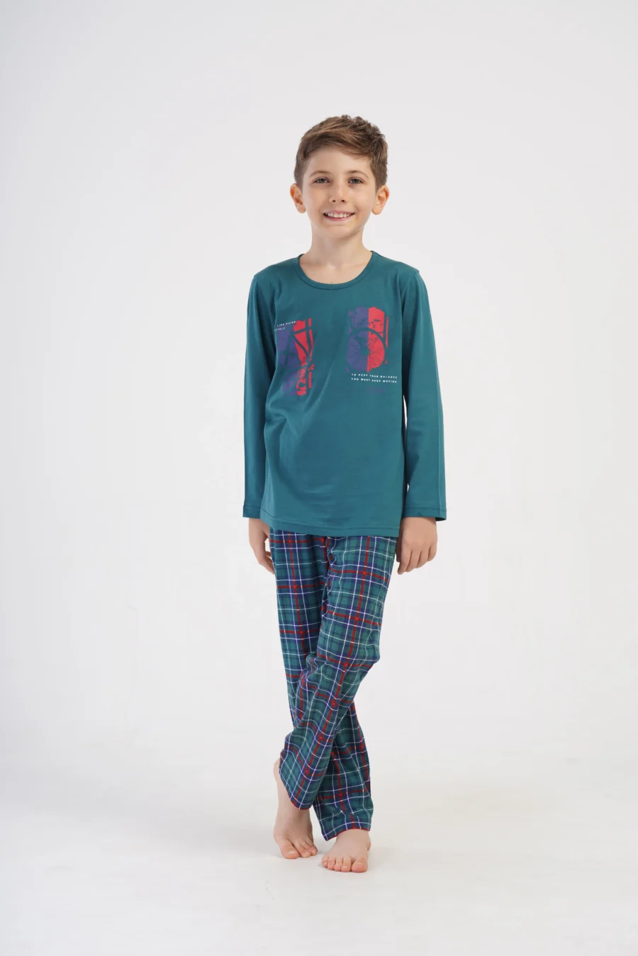 Piżama chłopięca Vienetta Urban Plaid, Zielony, r. 134-164 - obrazek 3
