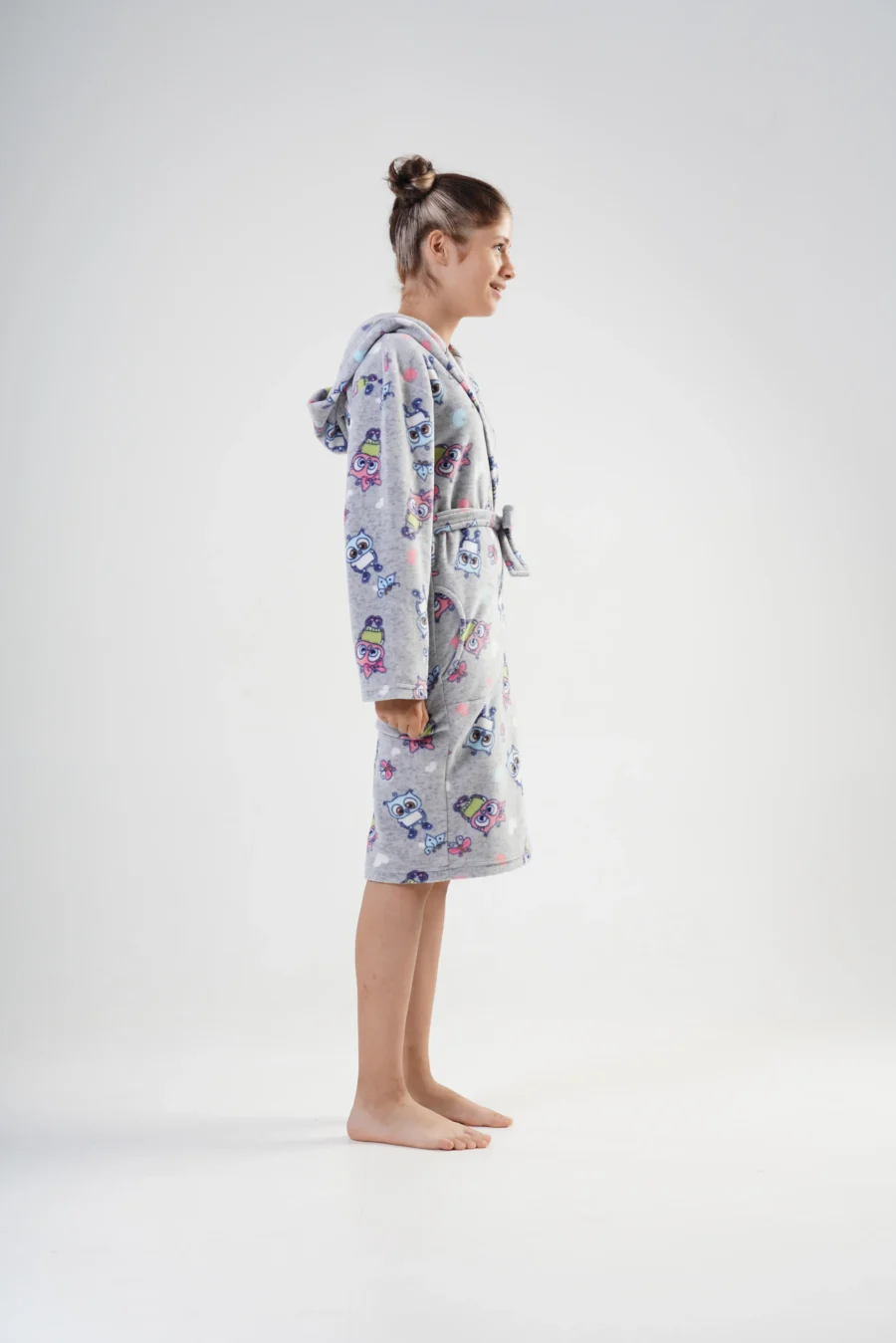 Szlafrok Dziecięcy Vienetta, Owl Robe, Szary, r. 134 - 164 - obrazek 5