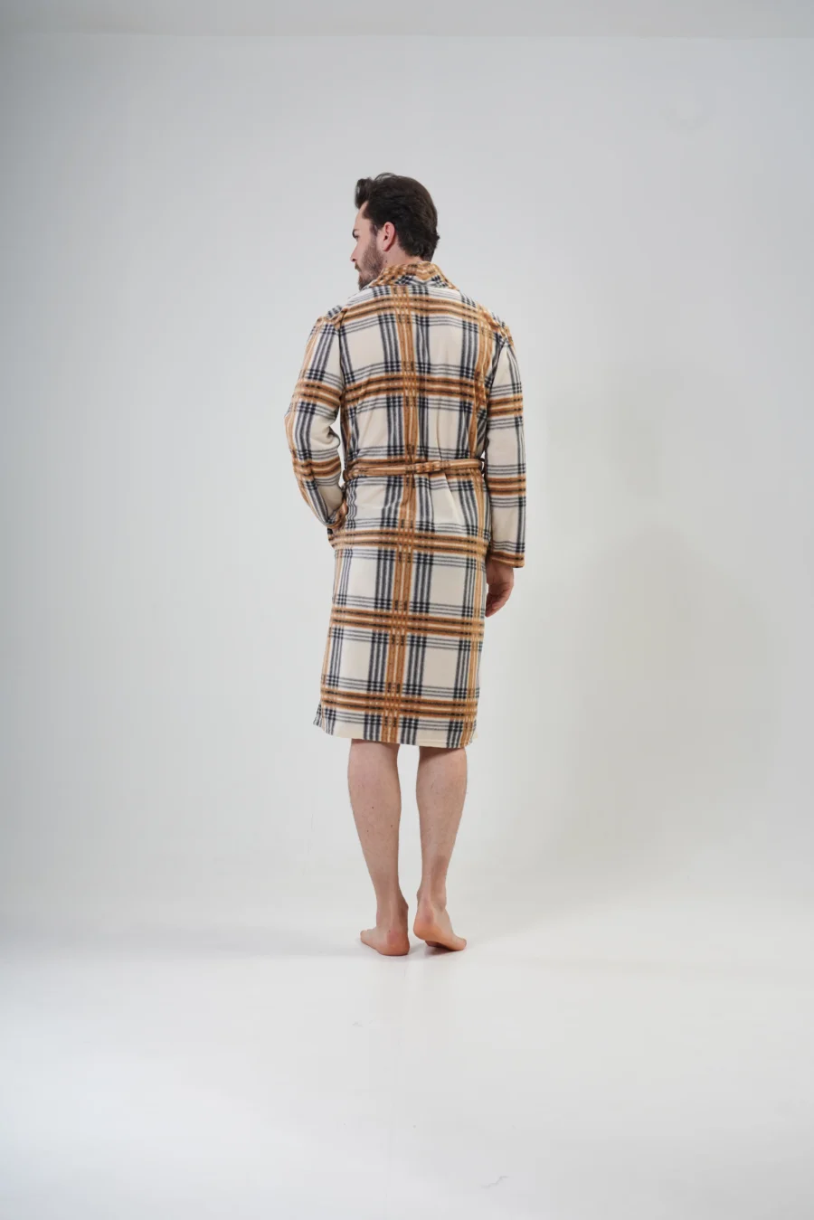 Szlafrok męski polarowy Vienetta Cozy Gentleman, Beżowy, r. M-XXL - obrazek 6