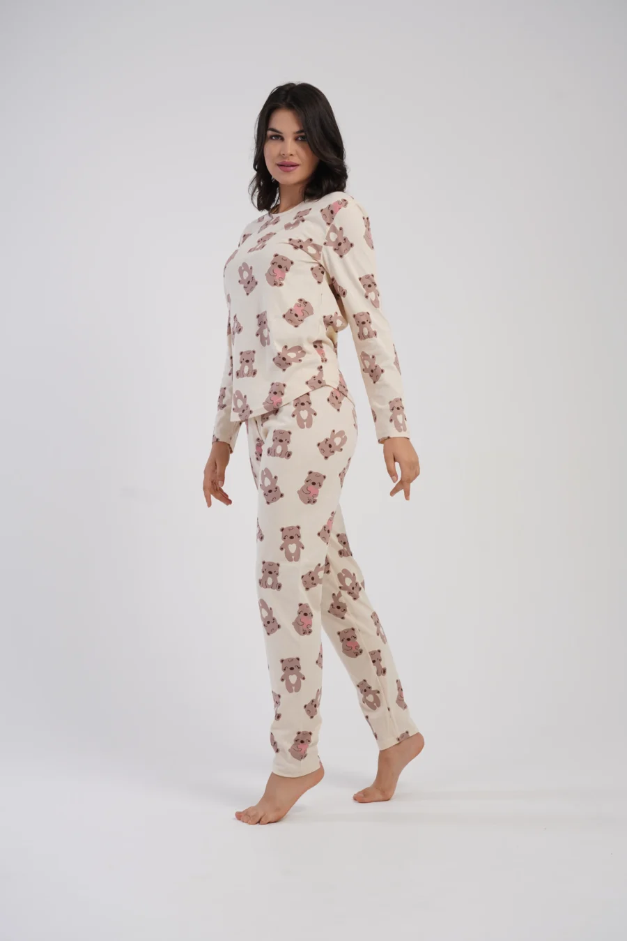 Piżama Damska Vienetta Sweet Bears, Beżowy, r. S-XL - obrazek 3