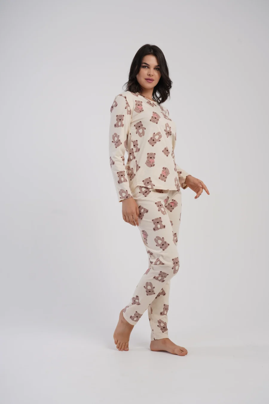 Piżama Damska Vienetta Sweet Bears, Beżowy, r. S-XL - obrazek 5
