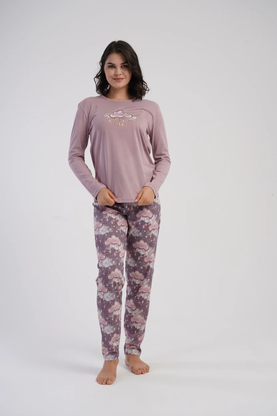 Piżama Damska Vienetta Cloudy Vibes, Różowy, r. S-XL