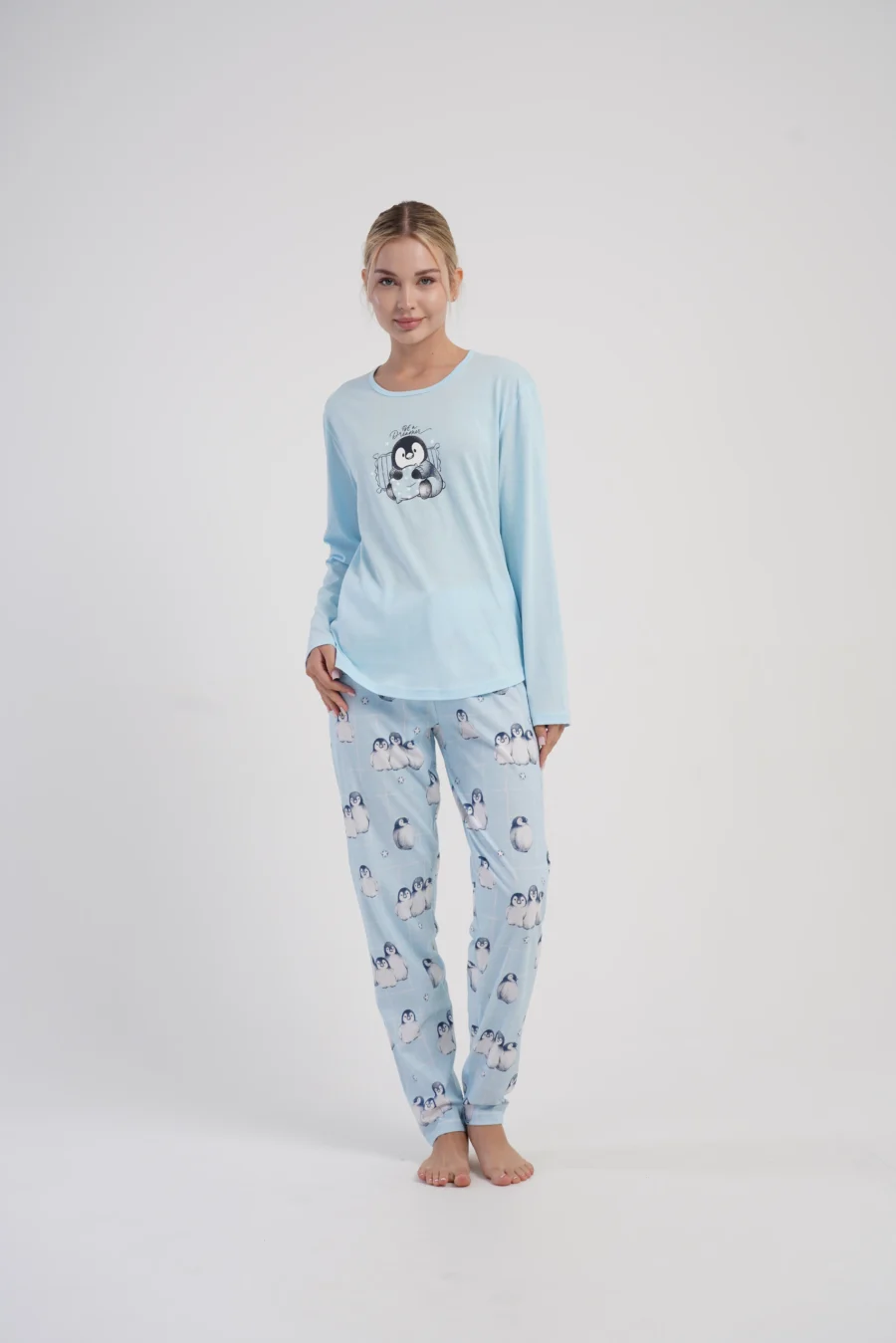 Piżama Damska Vienetta Blue Penguin, Niebieski, r. S-XL - obrazek 2