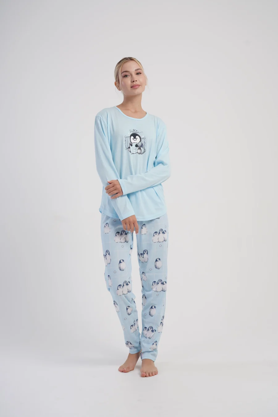 Piżama Damska Vienetta Blue Penguin, Niebieski, r. S-XL - obrazek 3