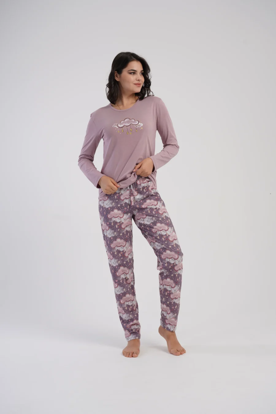 Piżama Damska Vienetta Cloudy Vibes, Różowy, r. S-XL - obrazek 2