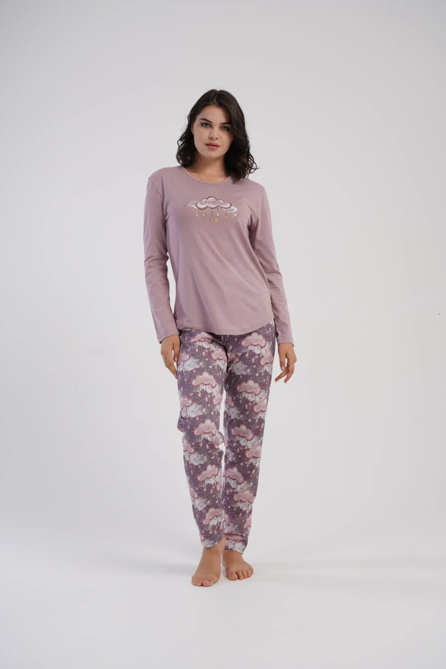 Piżama Damska Vienetta Cloudy Vibes, Różowy, r. S-XL - obrazek 3