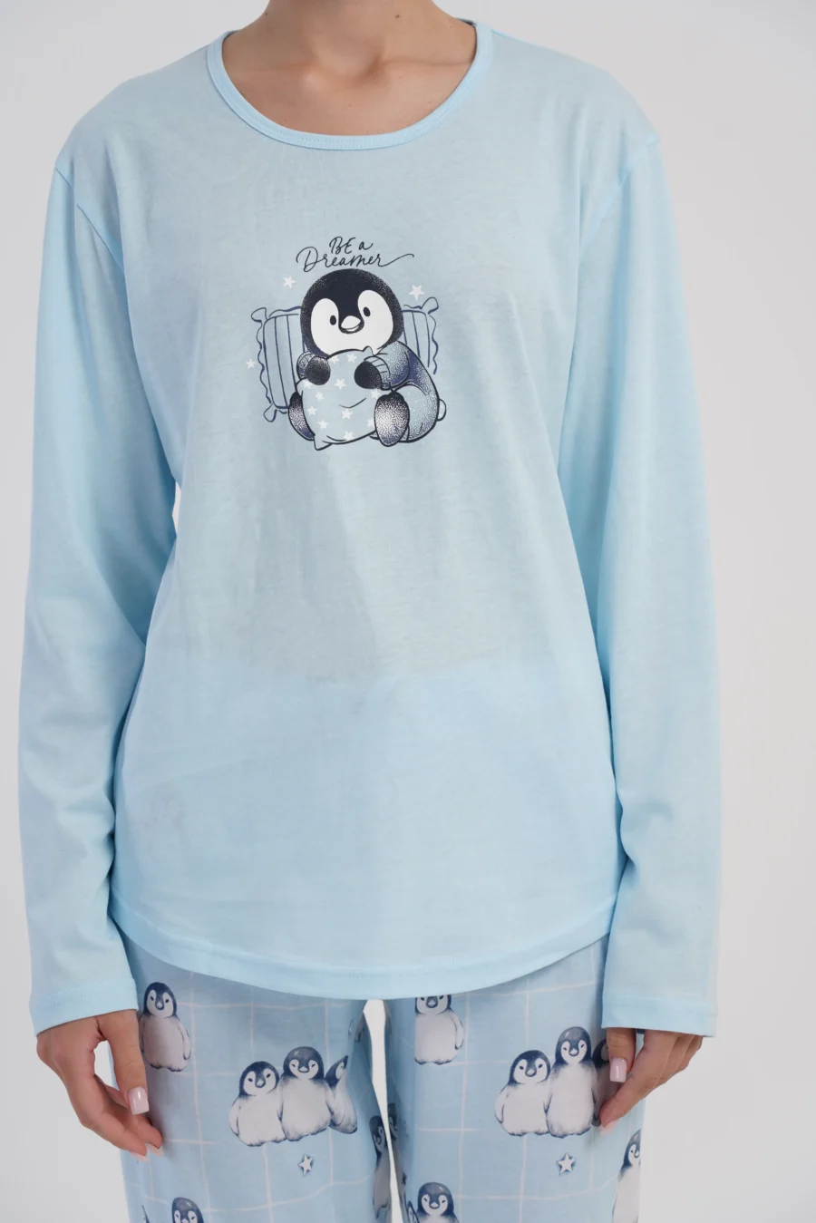 Piżama Damska Vienetta Blue Penguin, Niebieski, r. S-XL - obrazek 6