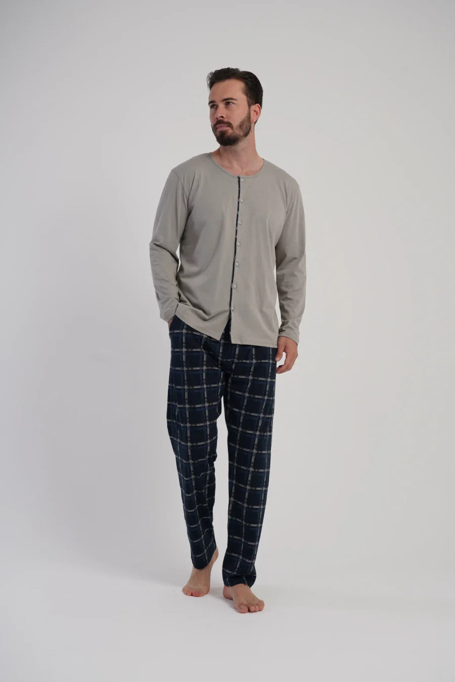 Piżama Męska Vienetta Classic, Beżowy, r. M-XXL - obrazek 3