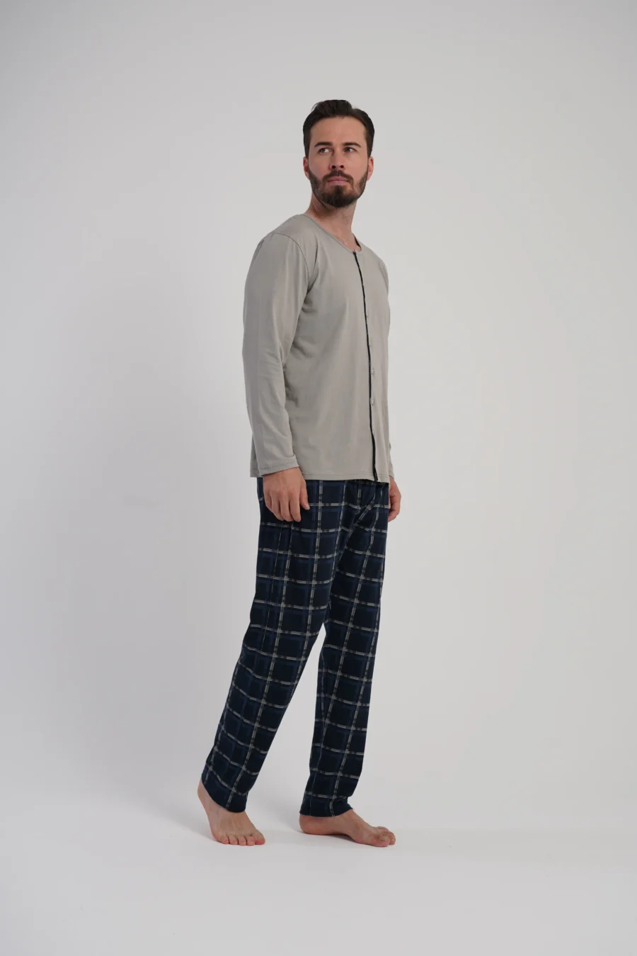 Piżama Męska Vienetta Classic, Beżowy, r. M-XXL - obrazek 4