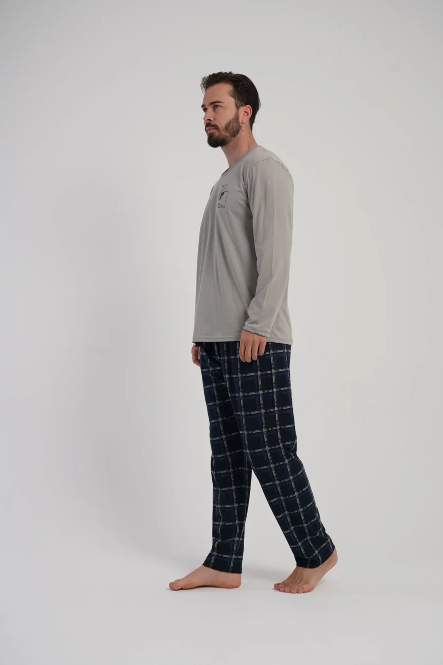 Piżama Męska Vienetta Plaid Set, Beżowy, r. 1XL-4XL - obrazek 5