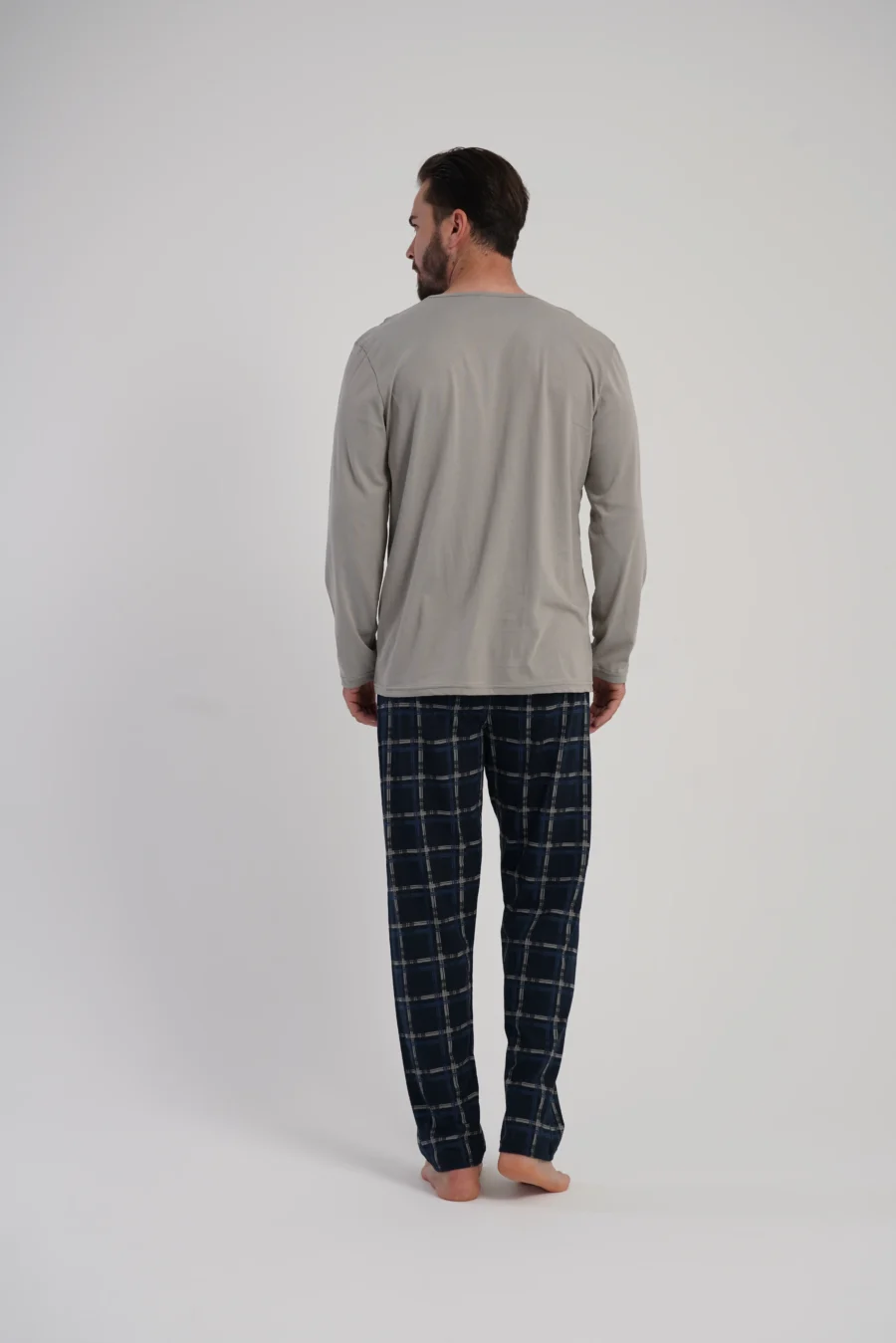 Piżama Męska Vienetta Plaid Set, Beżowy, r. 1XL-4XL - obrazek 6